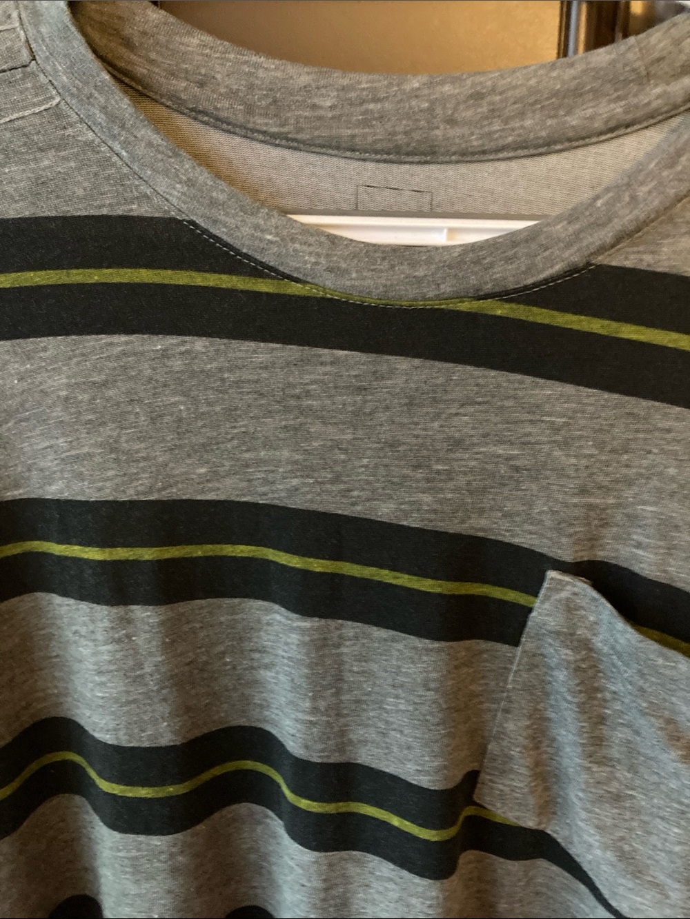 The North Face Grey Striped Pocket Tee with Black and Olive Accents - Picture 2 of 4
